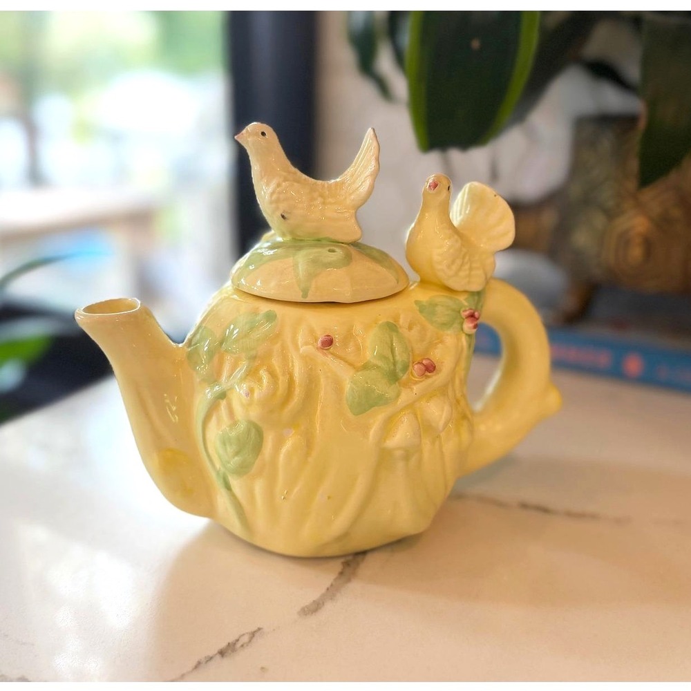 Coronet Ware Parrott & Company Teapot Floral Hexagonal Bird Figural England